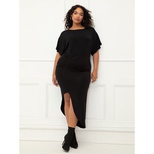ELOQUII Elements Women's Plus Size Dolman Sleeve Ruched Dress Black - NWT